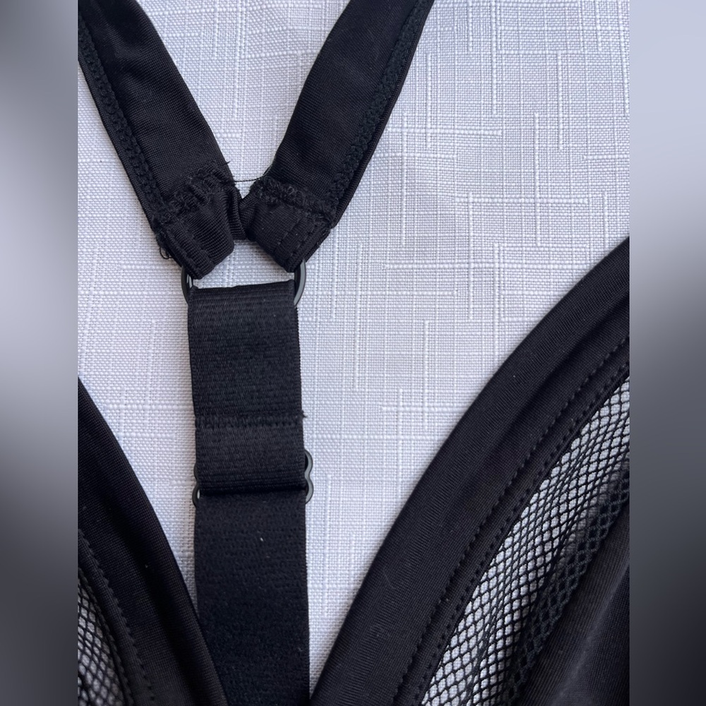 Guess Black Solid Cups Mesh Outside Bralette, Ela… - image 4